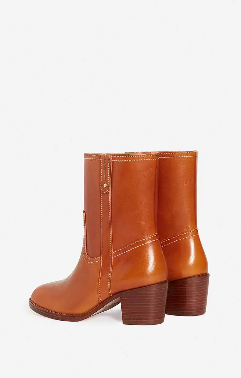 Vanessa Bruno Leather Ankle Boots In Vegetable-Tanned Leather