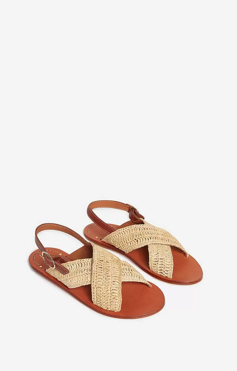 Vanessa Bruno Sandals In Leather & Raffia