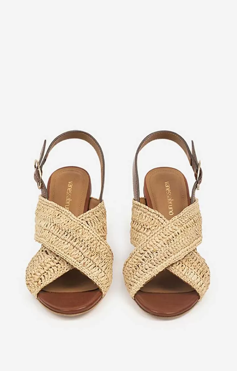 Vanessa Bruno Sandals In Leather & Raffia